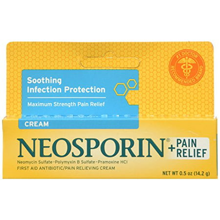 Neosporin Maximum Strength Antibiotic + Pain Relief Cream 0.5oz (Best Over The Counter Antibiotic Cream)