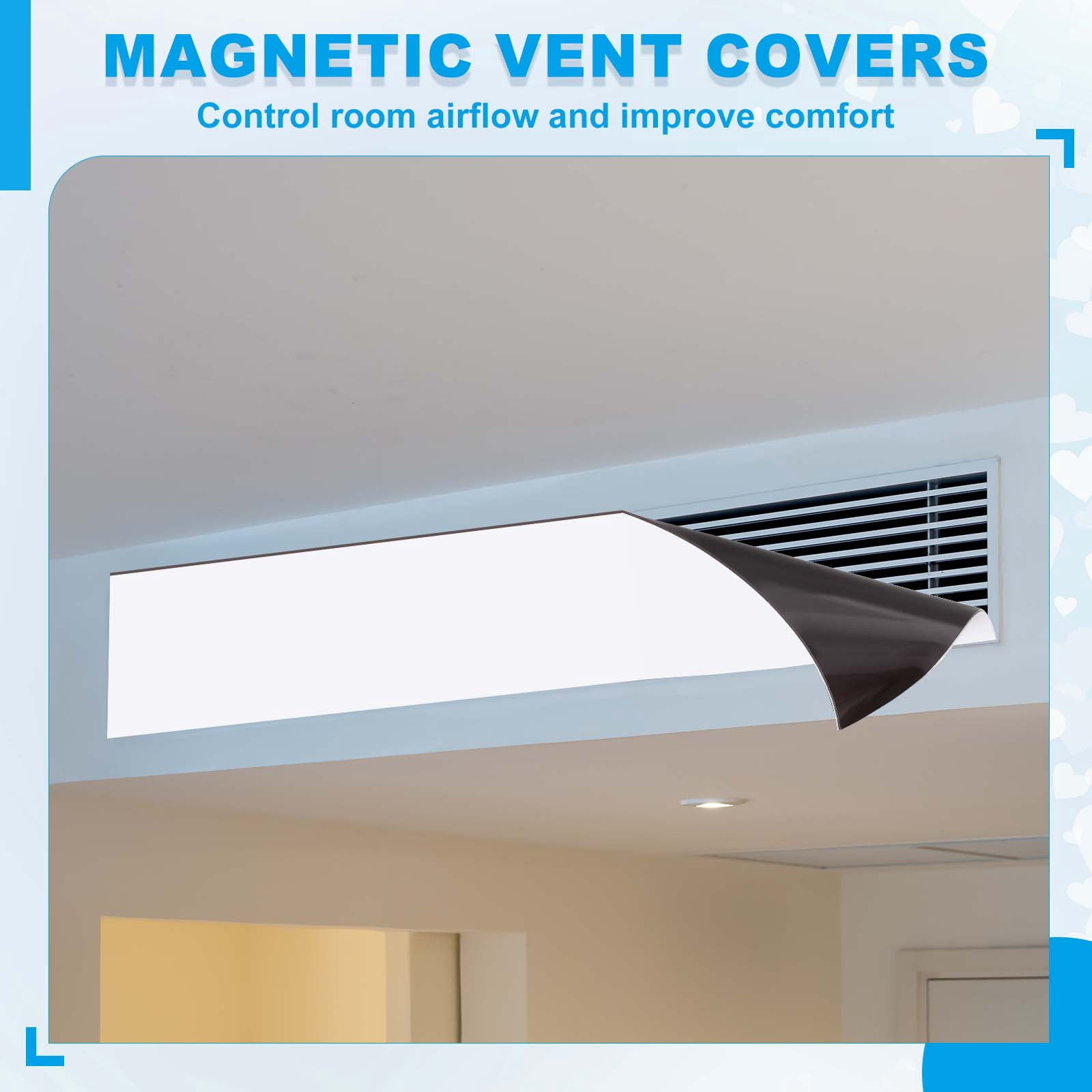 Magnetic Vent Covers, Air Vent Covers Standard Air Register Cap for Wall Floor Ceiling HVAC Fireplace Furnace 79" x 4"