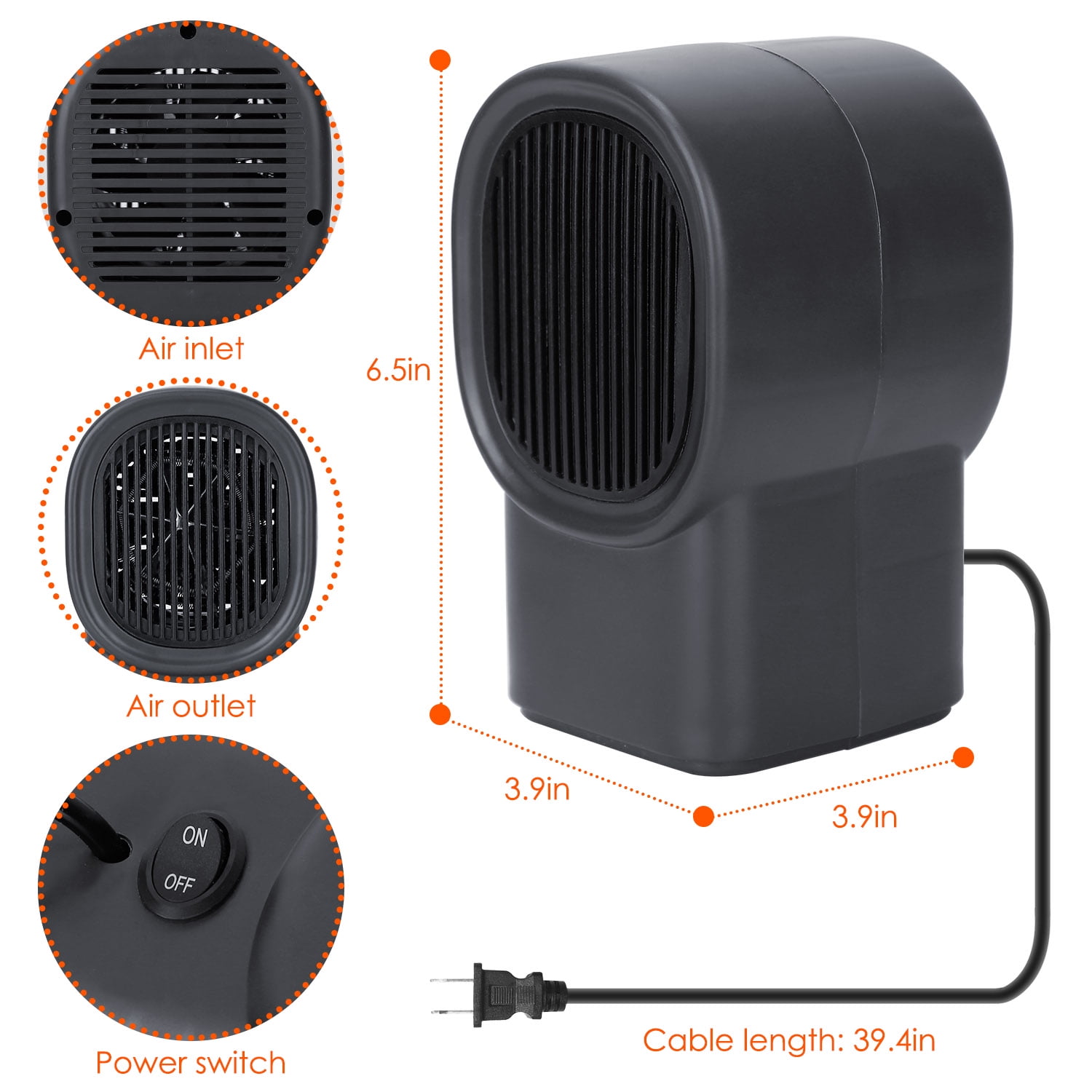 iMountek 500W Portable Electric Space Heater Mini Desktop Fan Heater  Personal Small Space Heater for Home Office 