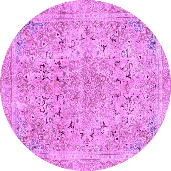 Ahgly Company Indoor Round Abstract Purple Modern Area Rugs, 4' Round