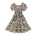 thumbnail image 3 of Ahuyic Little Girl Dresses,Summer Casual Dresses for Kids,Children's Summer Cotton And Short Sleeved Round Neck Long Skirt For Girls On Beach Vacation Floral Dress, 3 of 5