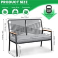 thumbnail image 6 of LIFERUN 2-Seat Patio Bench, Wide Outdoor Rattan Love Seat Bench with 3.15in Thick Cushion, WPC Armrest, 704 lbs Capacity, for Garden, Balcony, Porch, Grey, 6 of 11