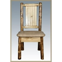 Glacier Country Side Chair - Buckskin Upholstery with Laser Engraved Wolf Design