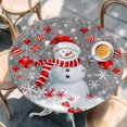 thumbnail image 2 of Grey Snowman Christmas Round Tablecloth, Fitted Table Cover with Elastic for 36"-44" Round Tables, Xmas Balls Snowflake Table Cloth Outdoor Indoor Dinning Party Waterproof Tablecloths, 2 of 7