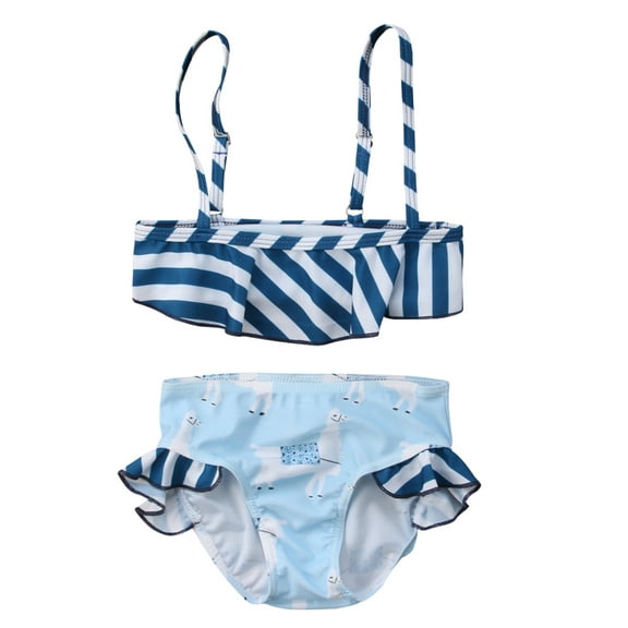 Styles I Love Baby Toddler Girl Lovely Alpaca Blue Swimsuit Bathing Beach Pool Party Bikini Swimwear (Bikini, 90/12-18 Months)
