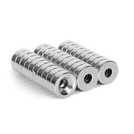 

30 Pieces 10 x 3mm with 3mm Countersunk Hole Permanent Disc Rare Earth Fastener Magnets Refrigerator Neodymium Magnets - 0.4 inch D x 0.12 inch H with 0.12 inch D Screw Hole