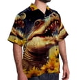 thumbnail image 2 of Crocodile Starry Sky Sunflower Men's Short Sleeve Button Down Beach Shirts, Casual Printed Summer Unisex Tops, 2 of 6