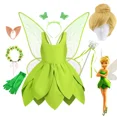 thumbnail image 2 of Vestido de hada Campanilla para niña, disfraz de elfo del bosque de fantasía, vestido de Campanilla de hojas verdes para niña, trajes de Halloween para niña, 2 of 5