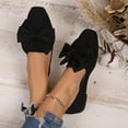 thumbnail image 2 of Rokment Bow Dressy Shoes for Women Ladies Bride Wedding Bowknot Fashion Casual Square Toe Low Heels Business Office Walking Flat Spring Fall Loafers Black Size 6.5, 2 of 6