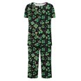 thumbnail image 4 of Dazajoo Womens Pajama Sets Cotton Sleepwear Tops with Capri Pants Summer Pjs 2 Piece St Patricks Day Lightweight Comdy Loungewear Home Suits,Multicolor,XL, 4 of 5