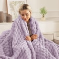 thumbnail image 4 of Whale Flotilla 50"x60" Throw Blanket for Couch with Expanded 3D-Jacquard Pattern, Fuzzy Soft Cozy Exquisite Blankets or All Season, Warm and Fluffy, Lilac, 4 of 10