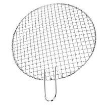 Luxshiny Indoor Stainless Steel Grill Net Round Metal Wire Rack with Handle for Easy Flipping
