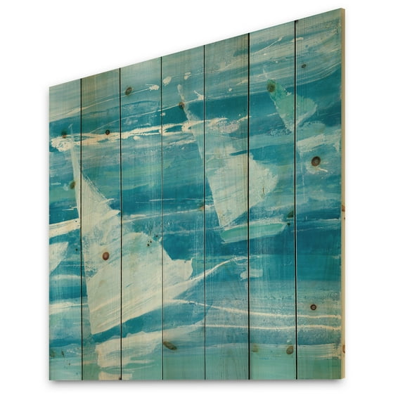 Designart 'From the Shore I' Nautical & Beach Print on Natural Pine Wood