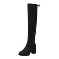 thumbnail image 6 of Over The Knee Boots for Women Black Suede Block High Heel Winter Fall Long Tall Dress Boots Ladies, 6 of 7