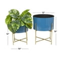 thumbnail image 3 of DecMode 12"W, 15"H Metal Modern Planter, Blue, 1-Piece, 3 of 9
