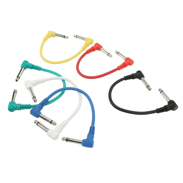 Ccdes Effects Cable,Right Angle Patch Cables,6Pcs Guitar Effect Cable Right Angle Universal Instrument Patch Cables For Pedals 6.35mm