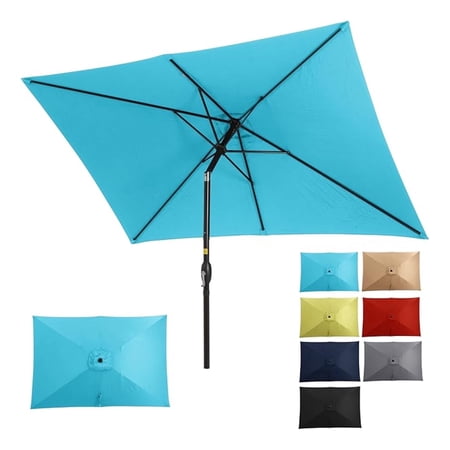 AuraLane 6.5 x 10 ft Rectangular Patio Umbrella with Crank,Tilt,Polyester UV-Resistant Canopy for Pool,Backyard & Patio(Without Base)