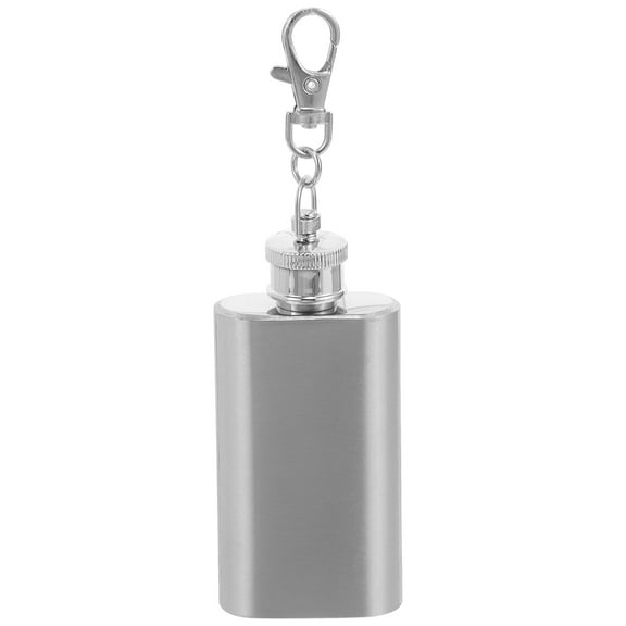 OUNONA Stainless Steel Hip Flask with Keychain for Whiskey Rustproof and Leakproof Great for Hiking 2 Ounces 56ML Silver