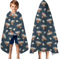 thumbnail image 3 of Blue Highland Cow Flower Pattern Hooded Bath Towel，60"x35" for Ages 3 To 12 Kids, Quick Dry Lightweight Soft Microfiber Hood Beach Towel Cover Up for Kids, 3 of 7