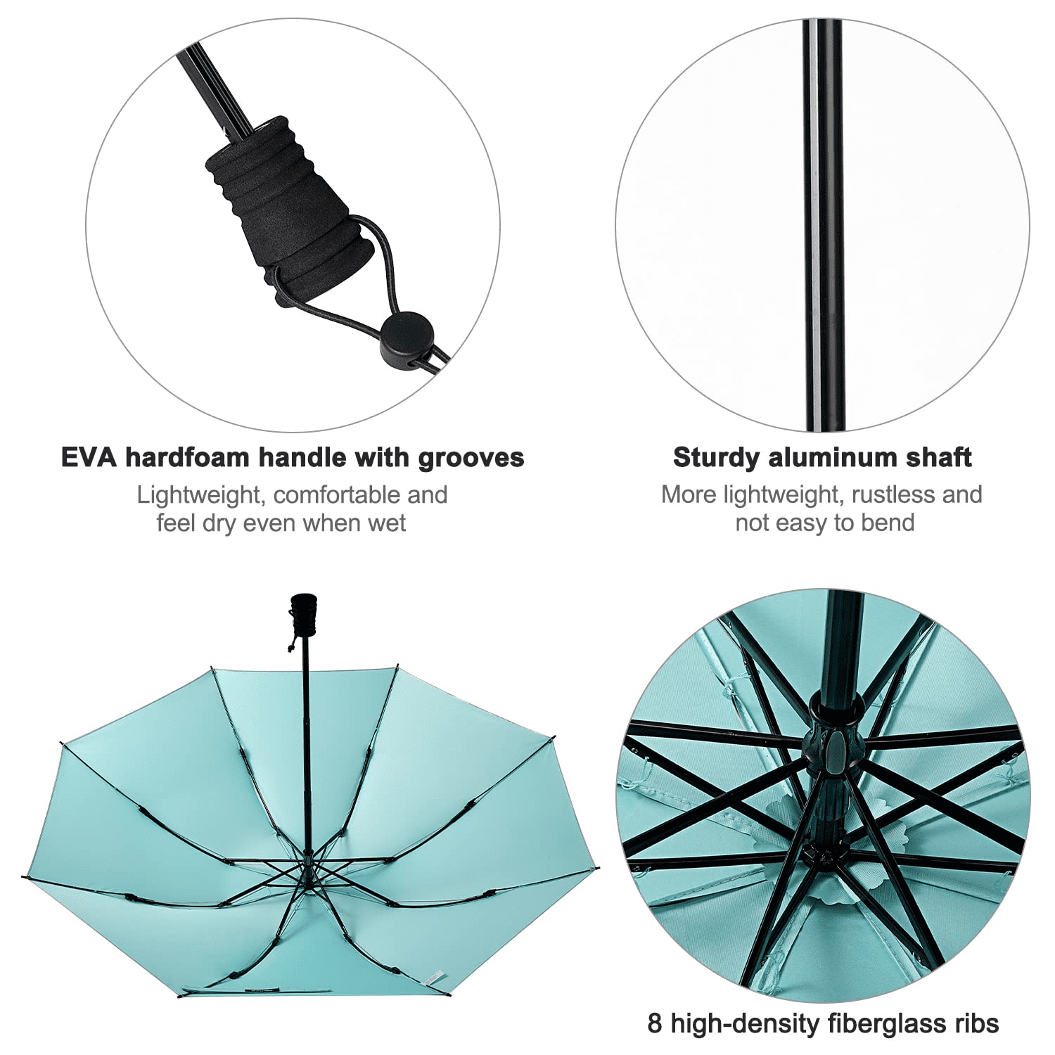 G4Free Liteflex Hiking Umbrella Mini Compact Ultralight Collapsible Reflective Silver Trekking Backpacking Umbrella