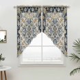 thumbnail image 2 of Swag Valance Curtains for Windows, Boho Navy Blue Light Filtering Kitchen Curtains with Rod Pocket, Vintage Southwestern Geometric Ethnic Window Treatment Valances for Living Room, 28x36 - 2 PCS, 2 of 9