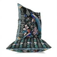 thumbnail image 3 of Peacock Paradise Indoor/Outdoor Pillow with Removable Cover in Black 18x18, 3 of 7