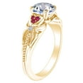 thumbnail image 2 of AFFY 1.36 Carat Round Shape Moissanite & Simulated Ruby Heart Shaped Engagement Ring 14K Solid Yellow Gold Ring Size-7.5, 2 of 2