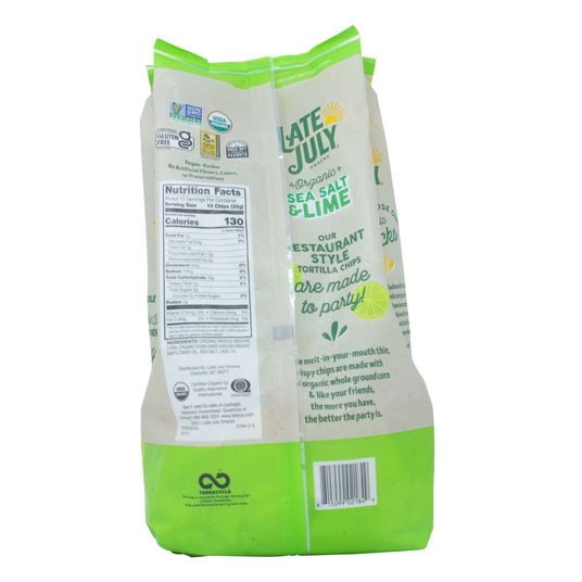 Late July Snacks, Thin and Crispy Organic Tortilla Chips, Sea Salt, 14.75  oz. Party Size Bag