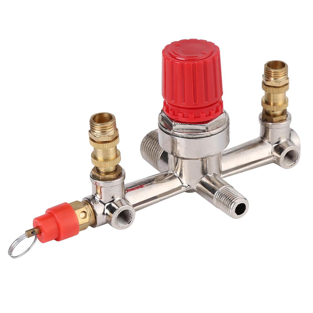 Tebru Air Compressor Pressure Control Switch Valve Regulator 90120 PSI with Double Gauges, Air