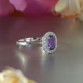 thumbnail image 3 of Natural 925 Sterling Silver Oval Cut Amethyst Twist Wedding Ring February Birthstone Ring, 3 of 4