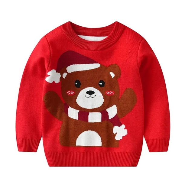 Suéter de algodón para niño de Disney, suéter para niños, camisa de punto, suéter de cuello redondo de Mickey Mouse para niño, suéter de dibujos animados de doble capa 3T(100) Gao Jinjia LED