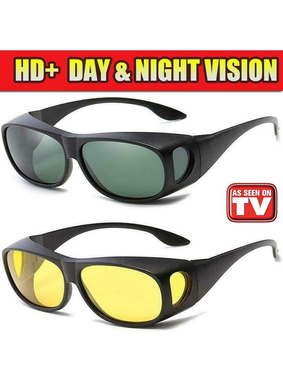 HD Vision Wrap Around Sunglasses Set of 2 Day Night Sunglasses As Seen On TV
