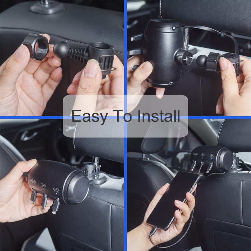 3 in 1 Backseat Car Charging Station Box,  for Lyft Uber Driver and Passengers for Chargers