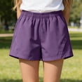thumbnail image 2 of TOWED22 Girls Boys Athletic Shorts with Pockets High Waisted Running Shorts Soccer Gym Sports Active Short for Kids(Purple,9-10 Y), 2 of 8