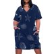 thumbnail image 2 of Vestido holgado con bolsillos para mujer vestido de graduación con falda s azul oscuro azul marino blanco inspirado en el hermoso Mar Océano marino costero, 2 of 7