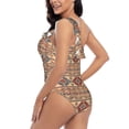 thumbnail image 4 of Gaeub Traditional Tribal Aztec Women's One Shoulder Ruffle Tummy Control Swimwear for Swimming Surfing Beach Party - Medium, 4 of 8