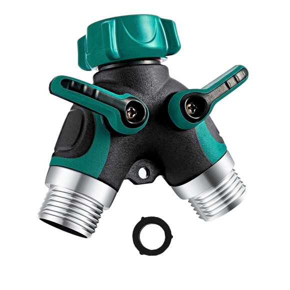 Metal Body Garden Hose Splitter, 2 Way Y Hose Splitter Connector, Garden Hose Splitter with 3/4" Fitting, Comfortable Grip for Easy Home Life