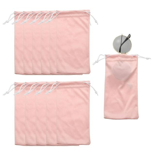 12 Piezas Fundas de Microfibra para Gafas 7" x 3.5" Funda para Gafas de Sol Bolsa Portátil con Cuerda para Teléfono Móvil (Rosa)