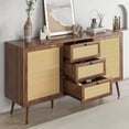 thumbnail image 5 of Rattan Sideboard Buffet Cabinet, Farmhouse Boho Buffet Sideboard with Adjustable Shelves, Buffet Cabinet Sideboard Cabinet with Doors and Drawers for Kitchen Entryway Living Dining Room, 5 of 7