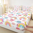 thumbnail image 3 of Homewish Cute Cartoon Rainbow Bed Sheets,Colorful Bowtie Bowknot King Sheets,Clouds Loves Pattern Sheet Set For Girls Teens,Luxury Bedroom Decor,4 Pieces, 3 of 7