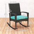 thumbnail image 2 of Outdoor Wicker Rocking Chair with Removable Cushion, PE Rattan Patio Rocker with Steel Frame, High Back and Armrests for Garden, Porch, Balcony, Turquoise, 26"W x 34.6"D x 38.6"H, 2 of 7