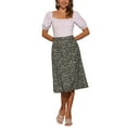 thumbnail image 2 of Faldas Midi Chic para Mujeres Inspire, Faldas A-Line con Cintura Elástica, Estampado Floral Ditsy, Flor Negra, Talla XS, 2 of 6