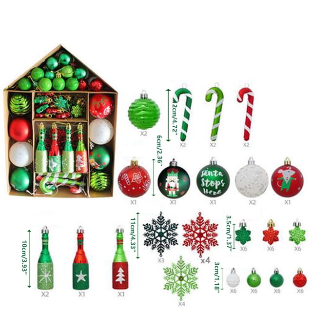LSLJS Hanging Ornaments, Ball Ornaments -71Pcs Shatterproof Christmas Ornaments Set ,Multiple Styles Ornaments for Christmas Trees ,Also for Other Party Decoration, Christmas Decorations