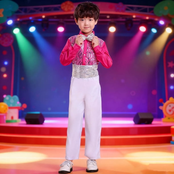 Cowsor Boys Disco Costume Kids 70s 80s Sequin Pop King Dance Star Halloween Carnival Party Cosplay Outfits