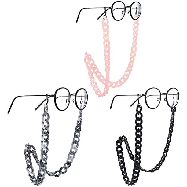 piezas de cadena de gafas de acrílico para gafas, correa para gafas con ganchos de silicona ajustables, cordón de cadena antideslizante para gafas de sol de moda para mujer oso de fresa Juguete