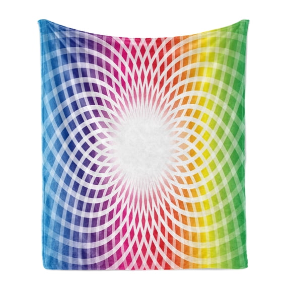 Colorful Soft Flannel Fleece Throw Blanket, Flower Design in Abstract Style with Vibrant Look Rainbow Colors, Cozy Plush for Indoor and Outdoor Use, 50" x 60", Multicolor, by Ambesonne
