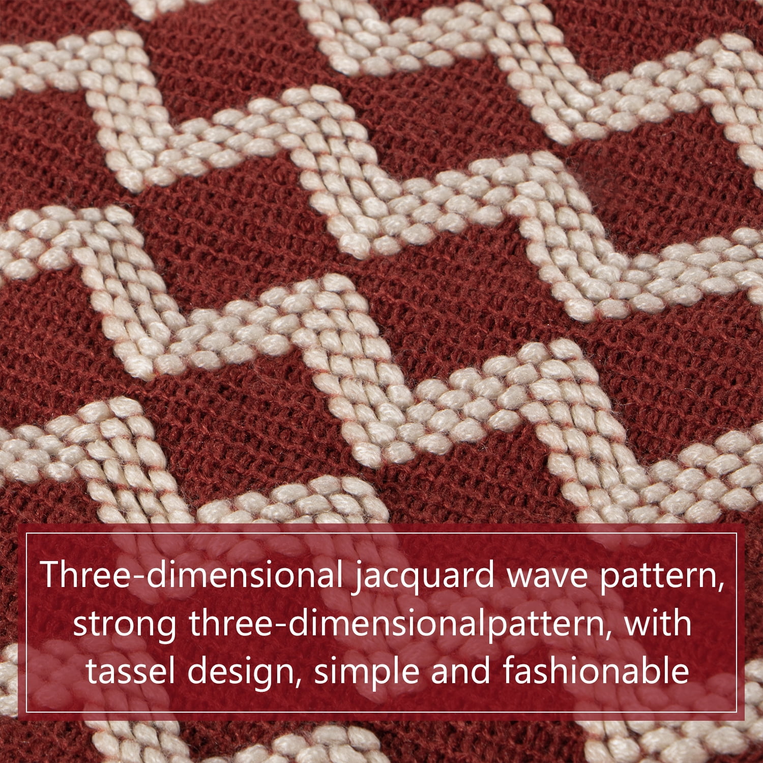 Ntbay Acrylic Knitted Throw Blanket with 7" Tassels, Lightweight and Soft Cozy Decorative Woven Blanket for Travel, Couch, Bed, Sofa, 51" x 67", Red and White Wave
