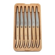 Laguiole Sens 6-Piece Steak Knife Set - Light wood handle