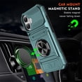 thumbnail image 3 of For Apple iPhone 17 Phone Case with Finger Ring Holder Kickstand, Card Slots，Heavy Duty Shockproof Rugged Protective Working with Magnetic Car Phone Mount,Green,For iPhone 17, 3 of 7