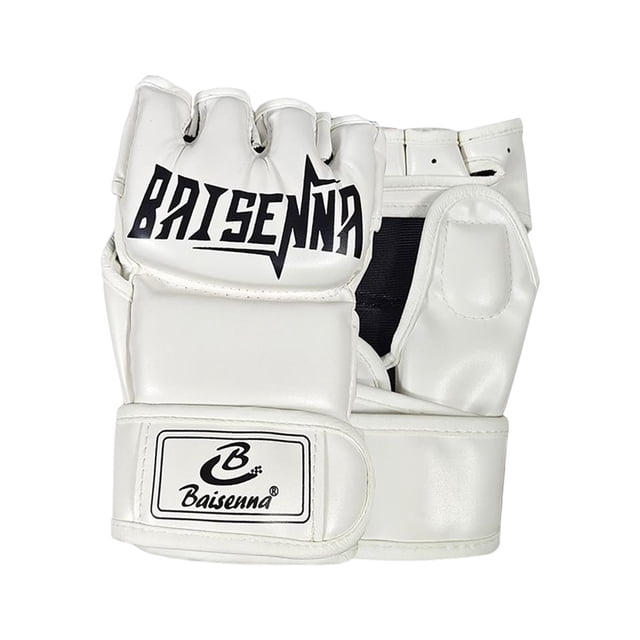 relayinert Gants Mma Demi-Doigt Gants d'Entraînement de Boxe Gants de Boxe à Main Gants Blancs